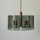 Grey glass chandelier with a brass body, 1960, Italy