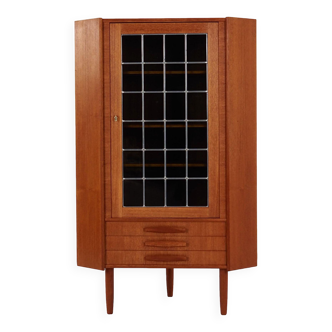 Teak corner showcase, Danish design, 1970s, production: Denmark