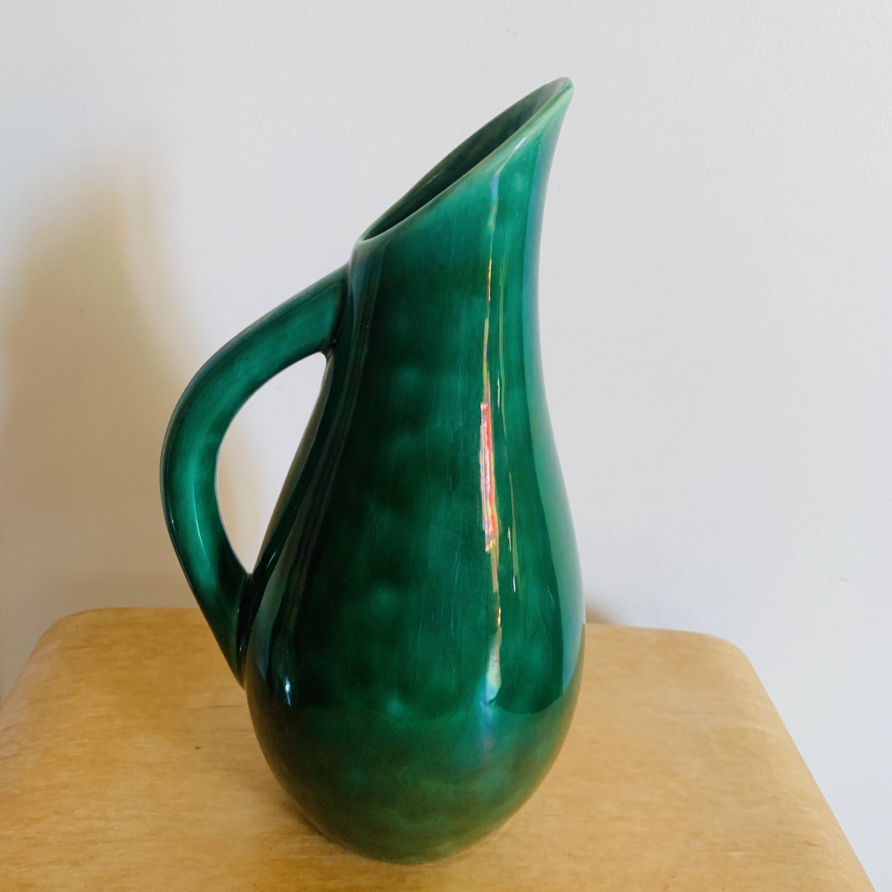 Vintage green glazed ceramic pitcher – Grandjean Jourdan Vallauris