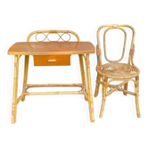 Rattan desk and chair