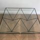 Black lacquered metal coffee table with a clear glass top. Attributed to Paolo Piva.