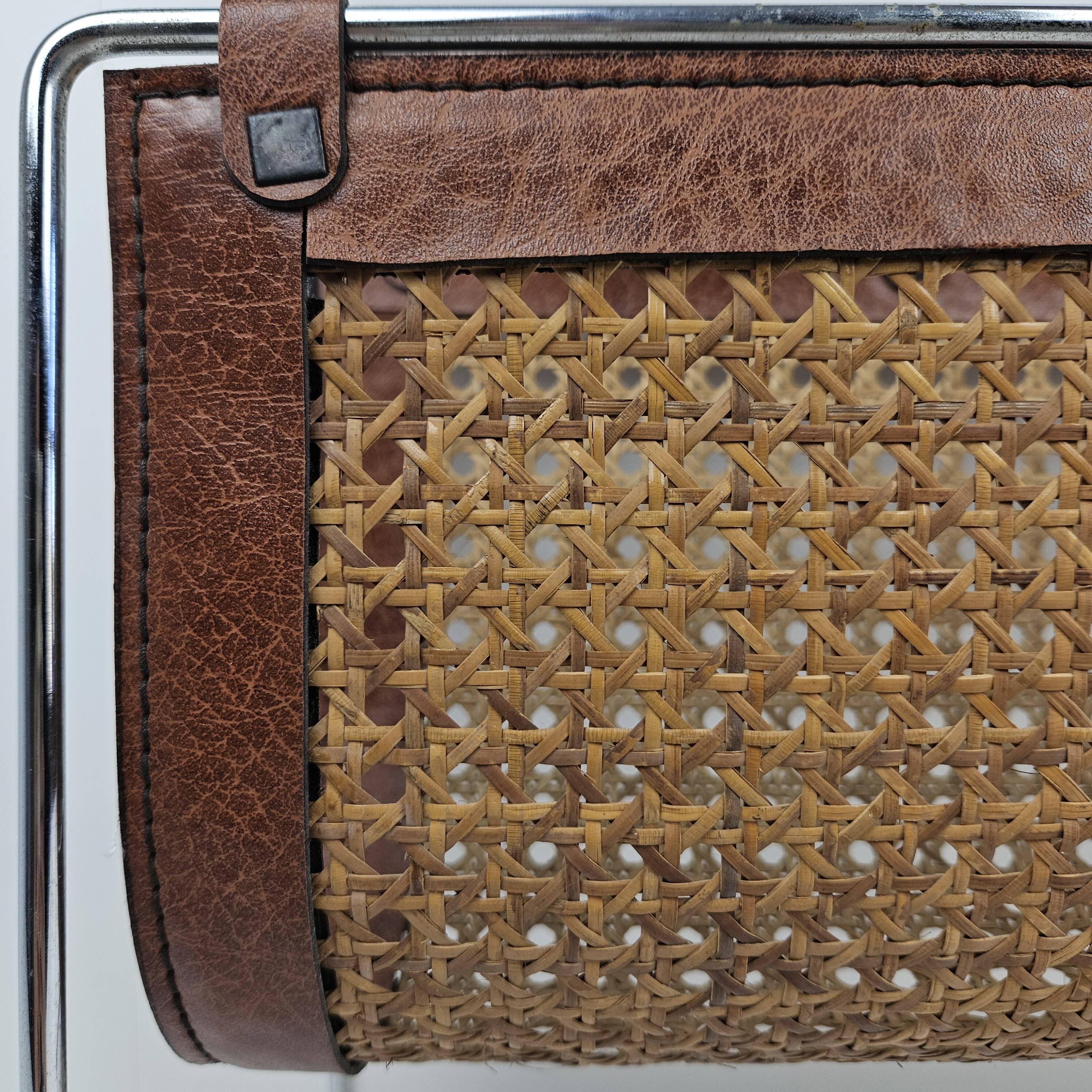 Italian Magazine Rack with Rattan, 1980's