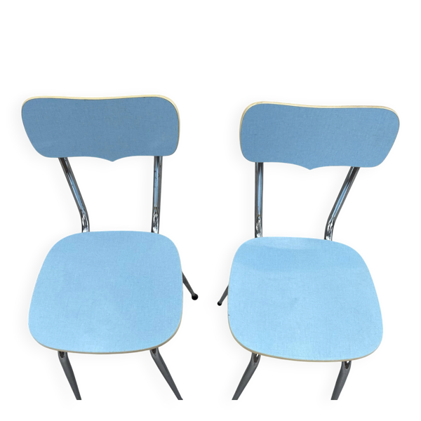 Paire de chaises en Formica bleu «&nbsp;Peugeot&nbsp;»