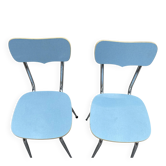 Paire de chaises en Formica bleu « Peugeot »