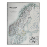 Antique Map of Norway circa 1869 Keith Johnston Royal Atlas Hand coloured map