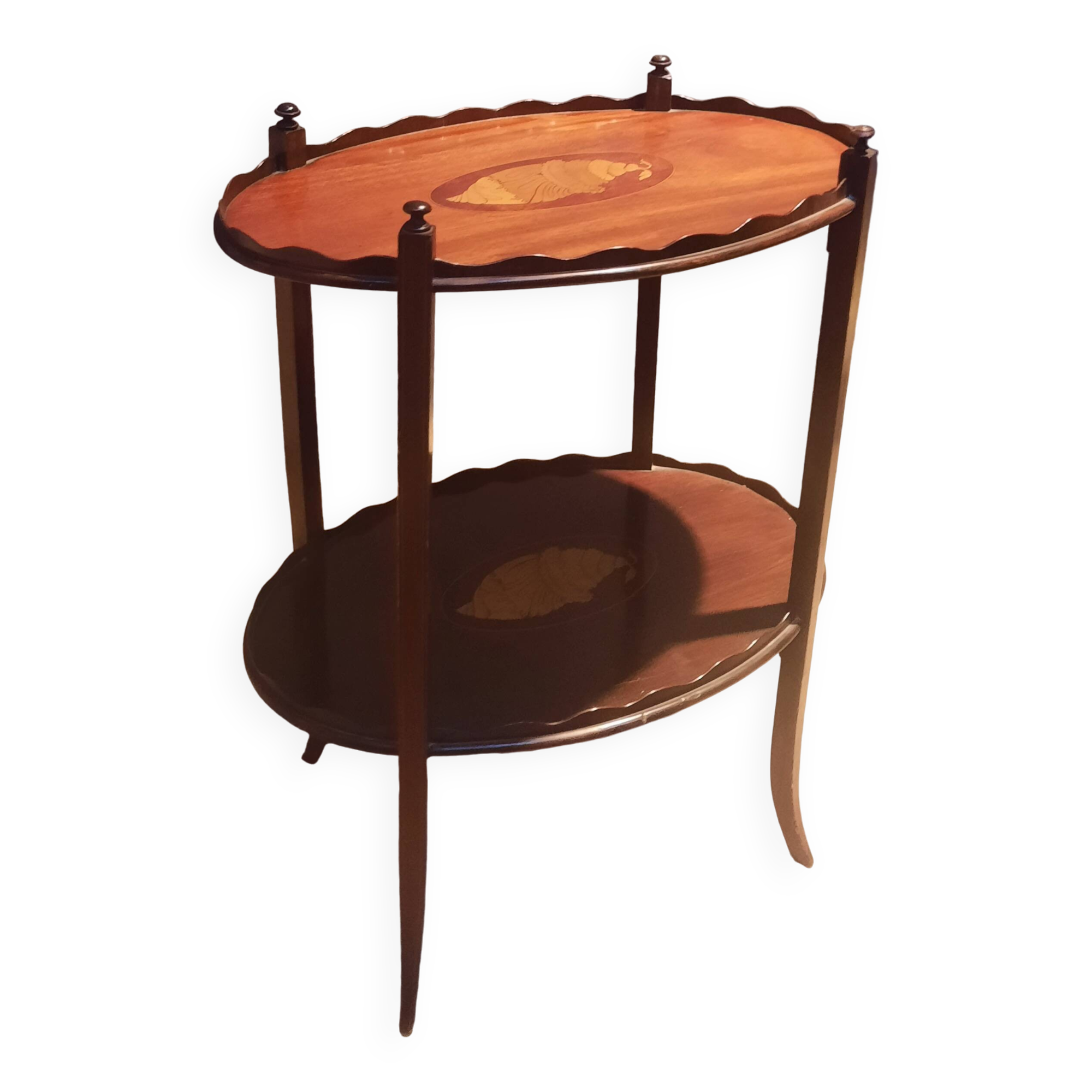 English 2-tier mahogany pedestal table