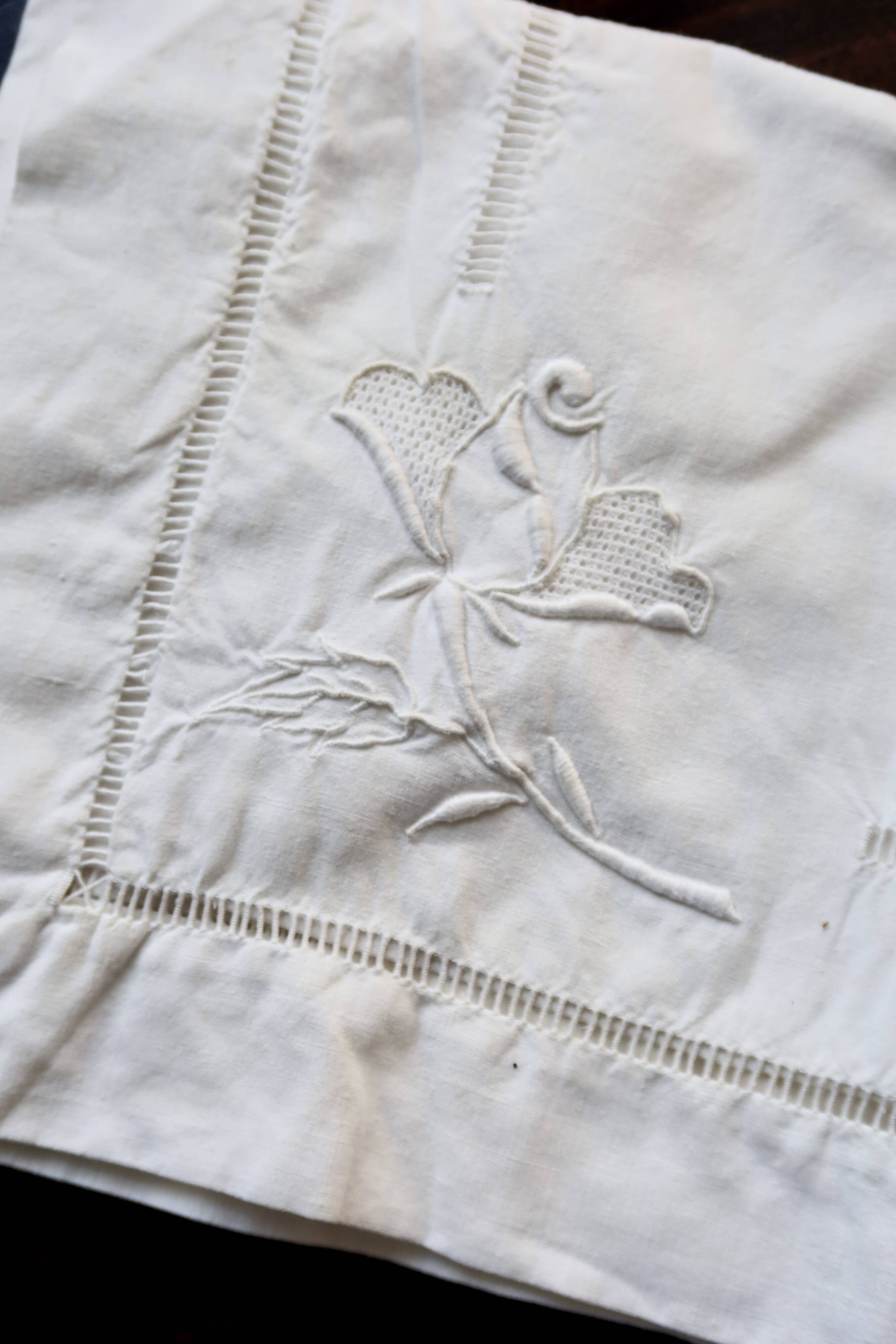 Antique embroidered pillowcase