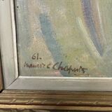 Painting, Maurice Chapuis, portrait of a woman, oil on canvas, 1961, framed