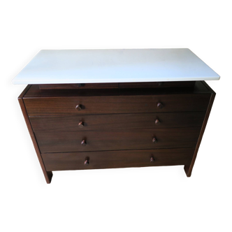 Mid century Italian mahogany and marble chest of drawers, 1960s