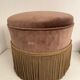Pouf velours vintage avec frange