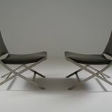 Pair of Flexform leather low chairs, Peter model, by Antonio Citterio