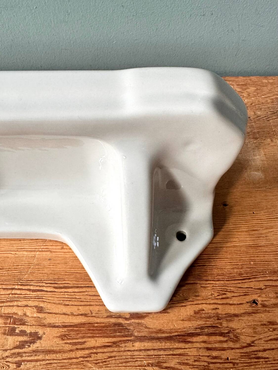 Large Art Deco wall shelf in white porcelain