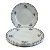 Set of 4 antique flat plates — Céranord pottery, model “
