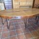 Large oval monastery table in solid oak, 19th century, 243×154cm