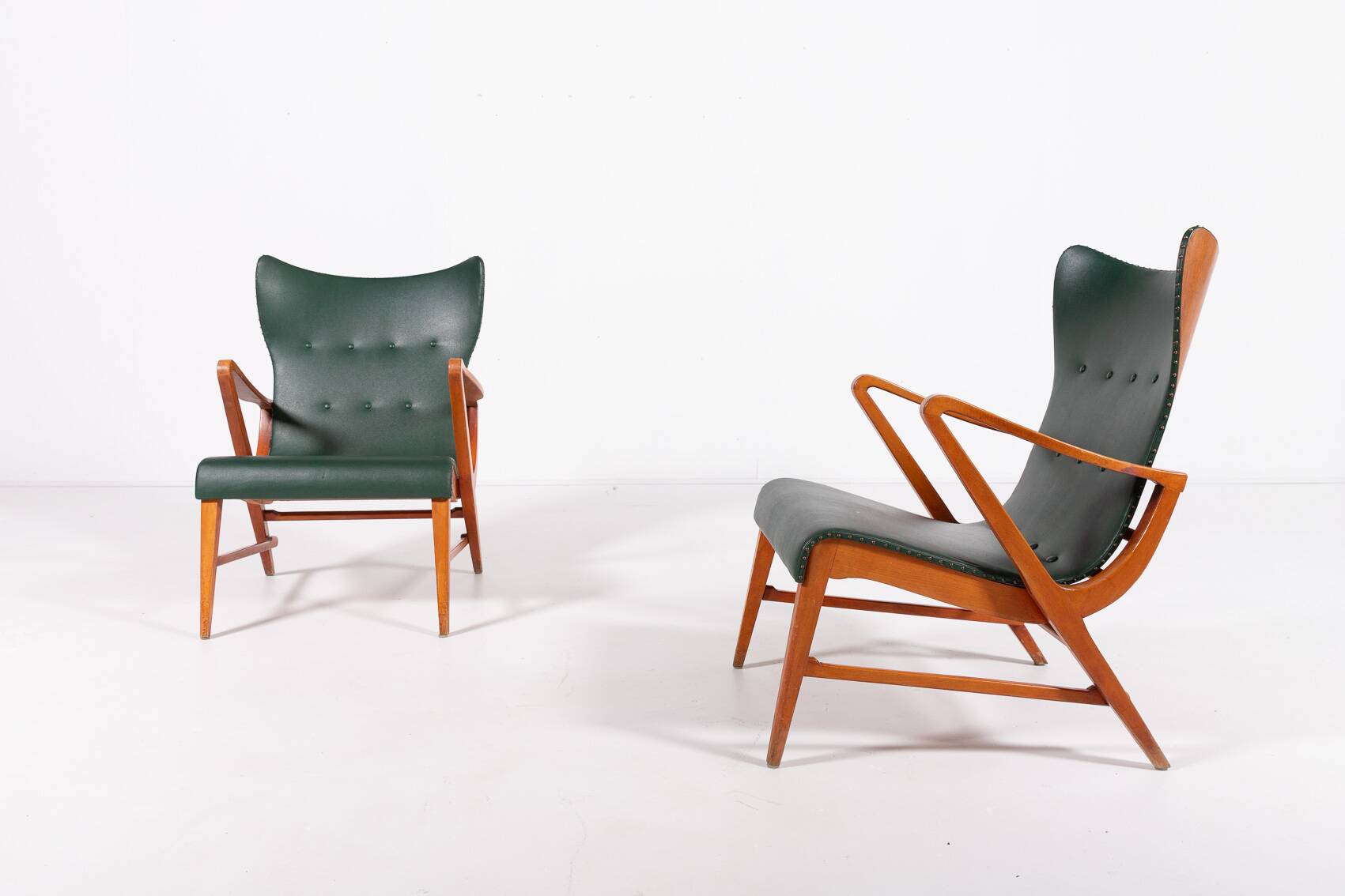 Architectural Swedish Mid-Century Modern armchairs by Axel Larsson, 1950’s