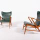 Architectural Swedish Mid-Century Modern armchairs by Axel Larsson, 1950’s