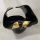 Black Murano-Style Art Glass Centerpiece Bowl with Gold Leaf Accents