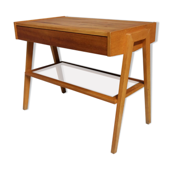 TV table with drawer and Glas tray 1970s Lanakroun Czech
