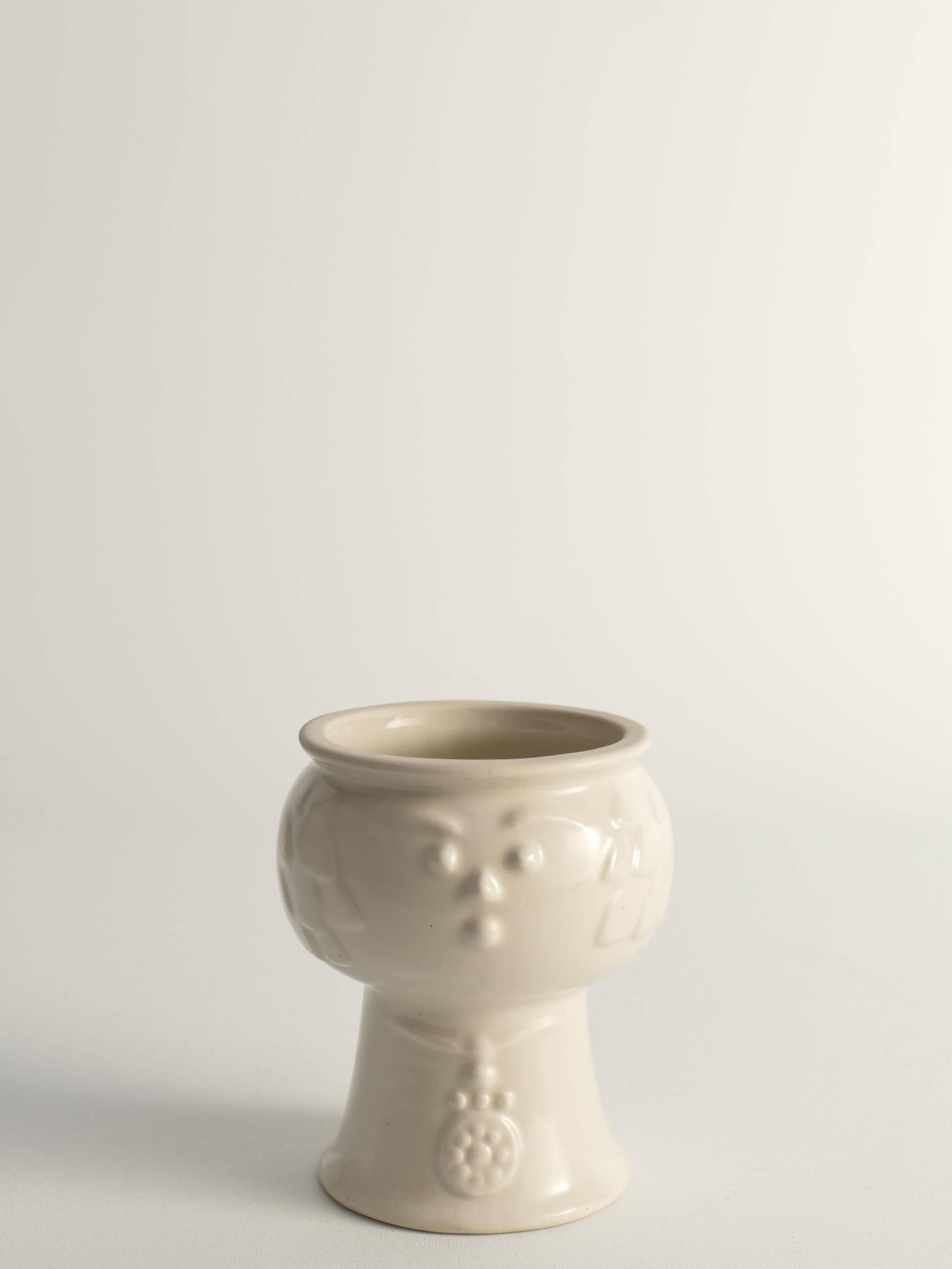 Scandinavian Modern White Porcelaine Face Vase by  Ancher Iversen, aida, Denmark