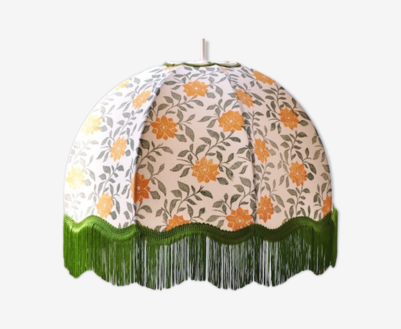 Lampshade-day Dome italian low scallop with fringe cherry blossom pattern