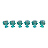6 vintage turquoise chicken egg cups