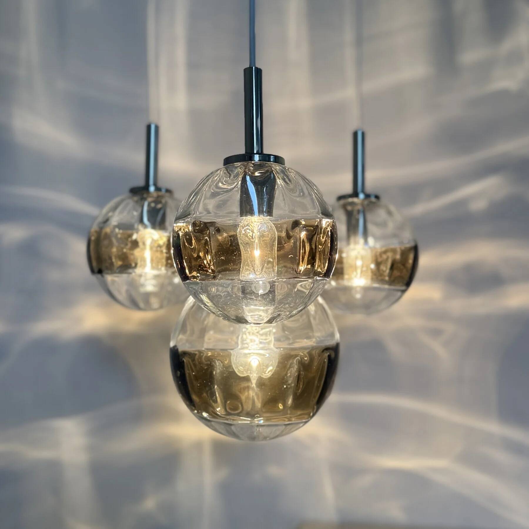 Mid-century design Murano glass cascade hanging lamp, 1970s, Italy