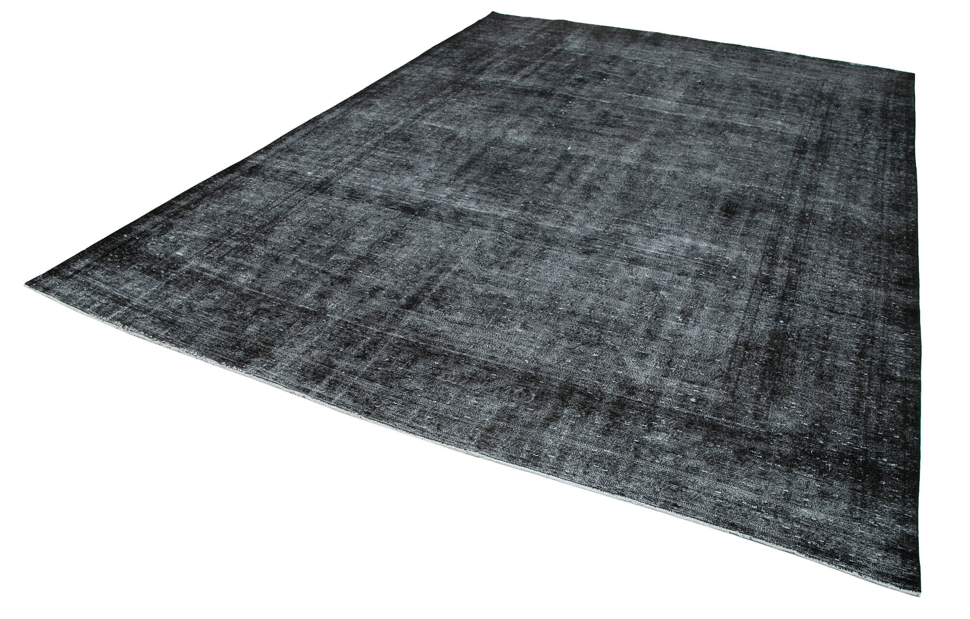 Handwoven oriental overdyed 270 cm x 384 cm black wool carpet