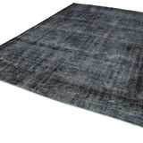 Handwoven oriental overdyed 270 cm x 384 cm black wool carpet