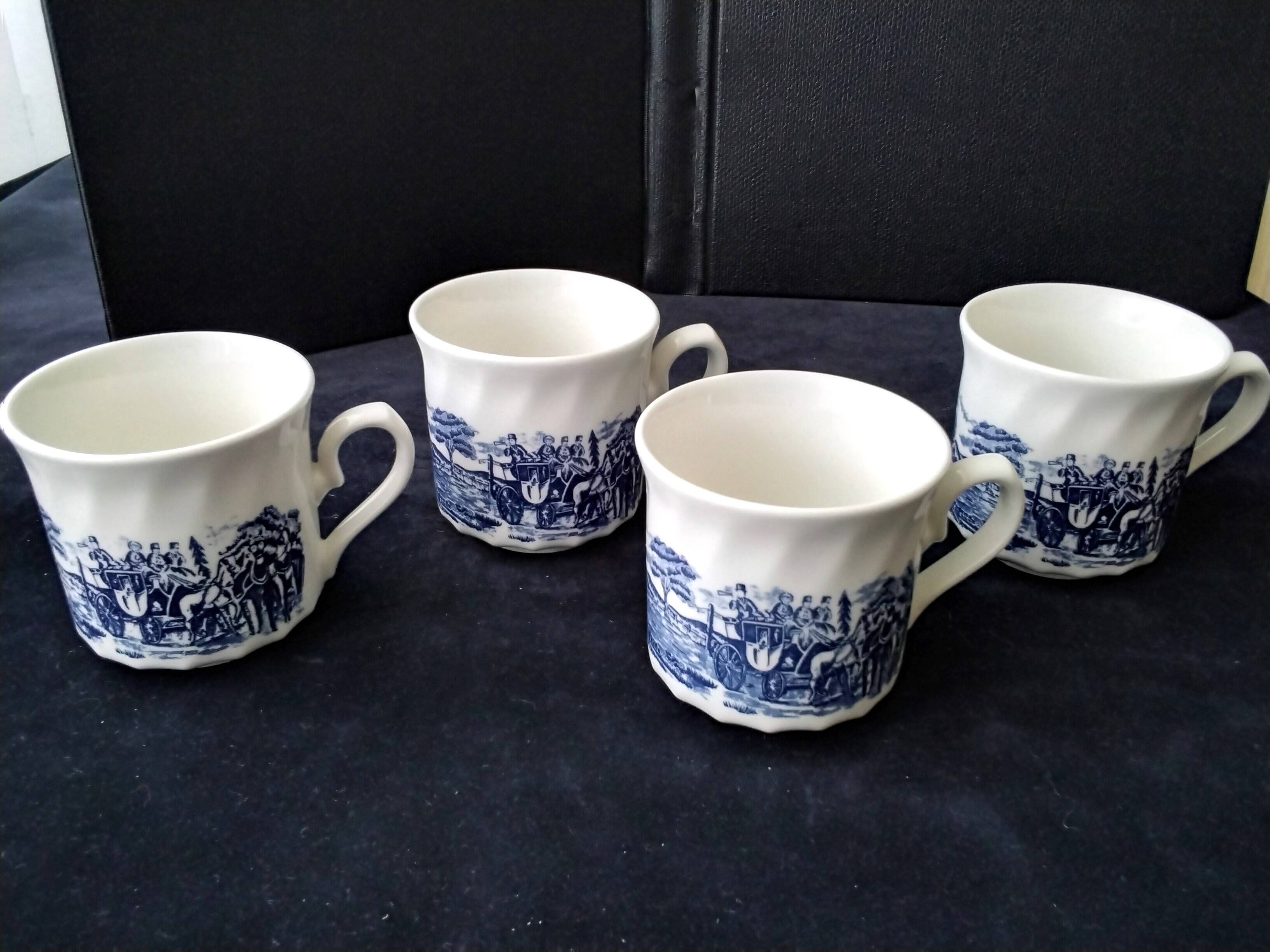 4 porcelain mug or tea cups Johnson Bros Coachings scenes