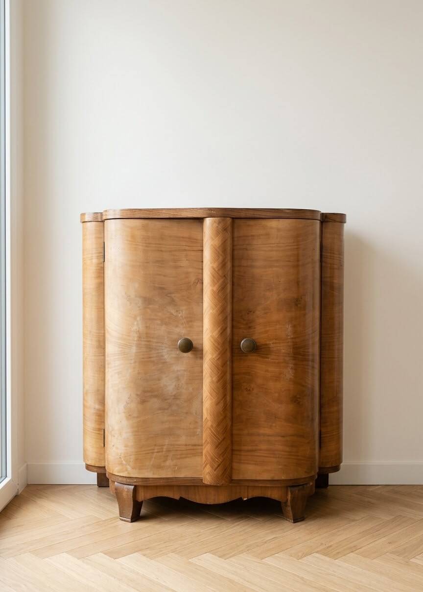 Pair of Art Deco bedside tables in walnut