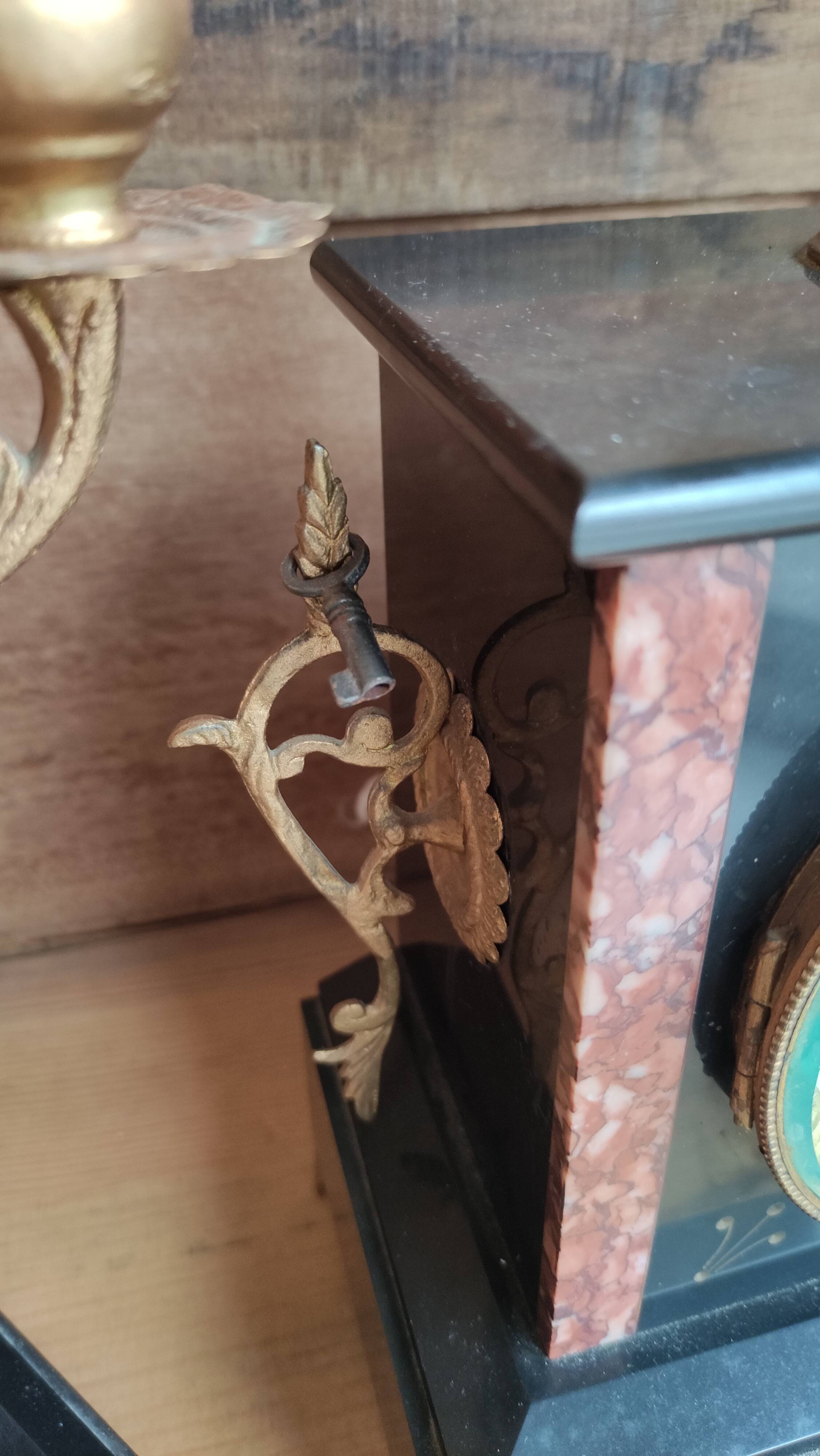 Old fireplace set period Napoleon III clock clock chandeliers