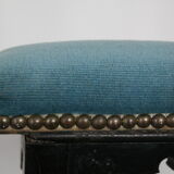 Chair prie-dieu style Napoleon III blackened wood openwork velvet blue