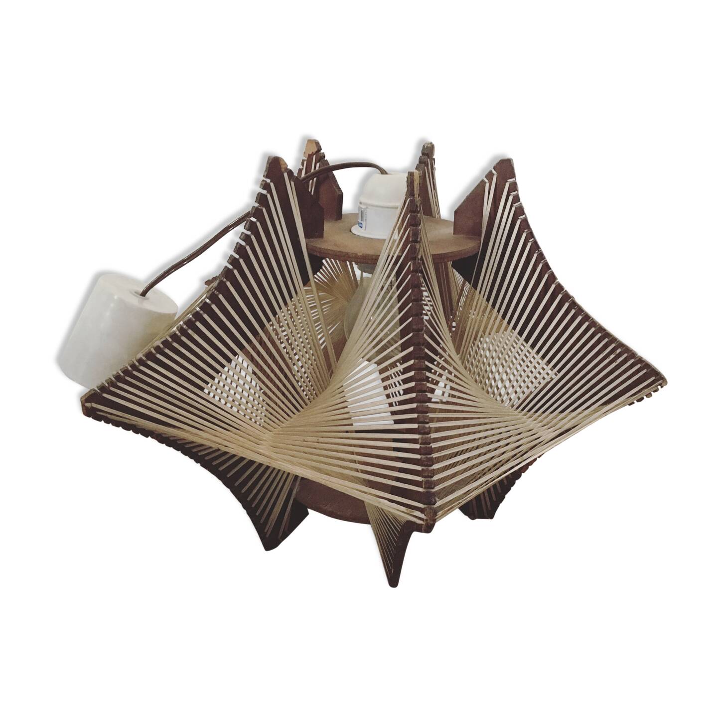 Suspension ceiling light Scandinavian wire and wood