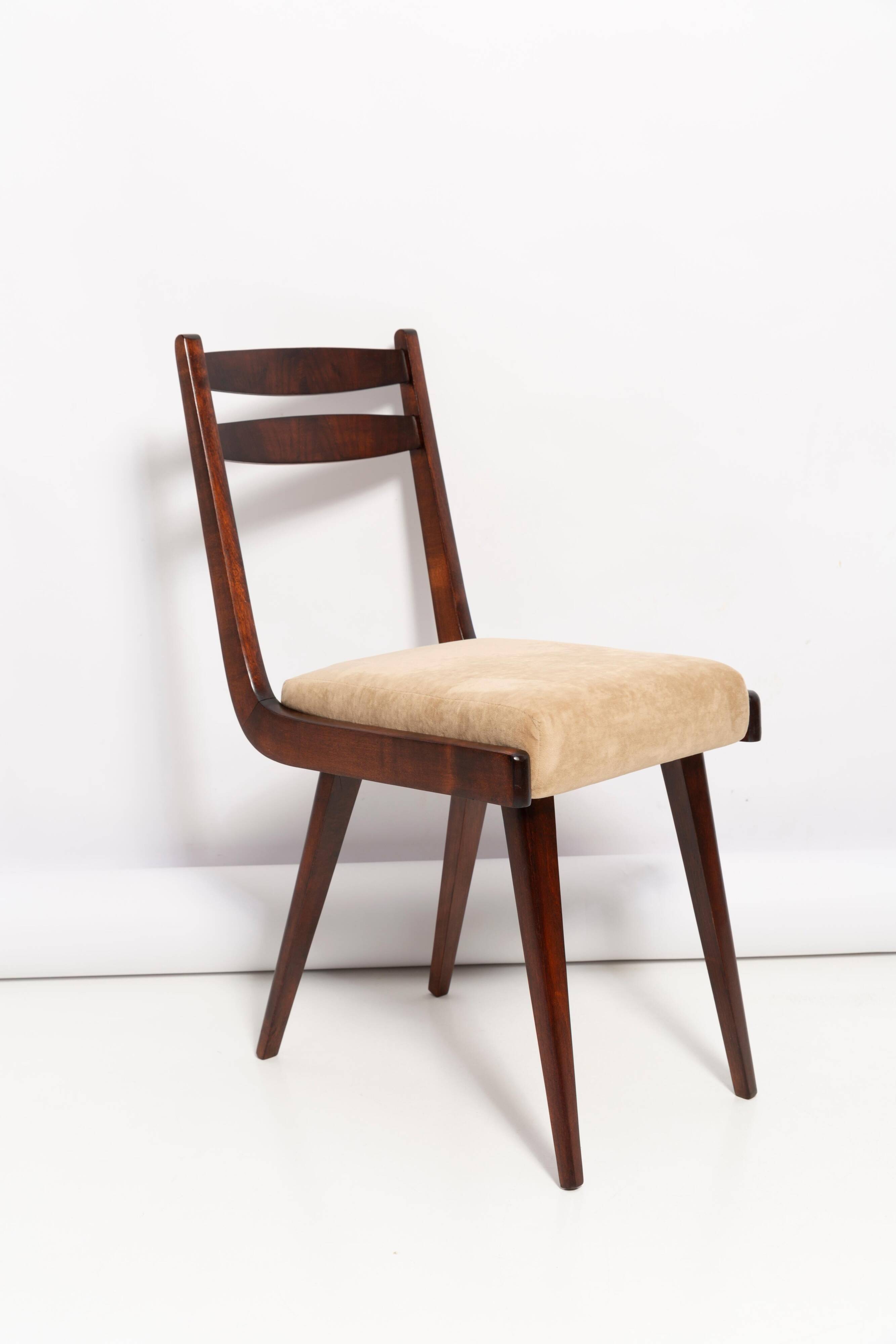 Chaise Mid Century Gazelle II en Velours Beige et Bois de Hêtre, Europe, 1960s