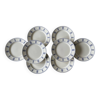 8 old earthenware plates from LUNEVILLE K & G