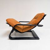 Reupholstered cognac coloured lounge chair, 1960s