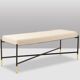 Pair of white benches, in lacquered and gilded metal. 2000s.