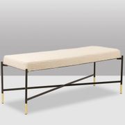 Pair of white benches, in lacquered and gilded metal. 2000s.