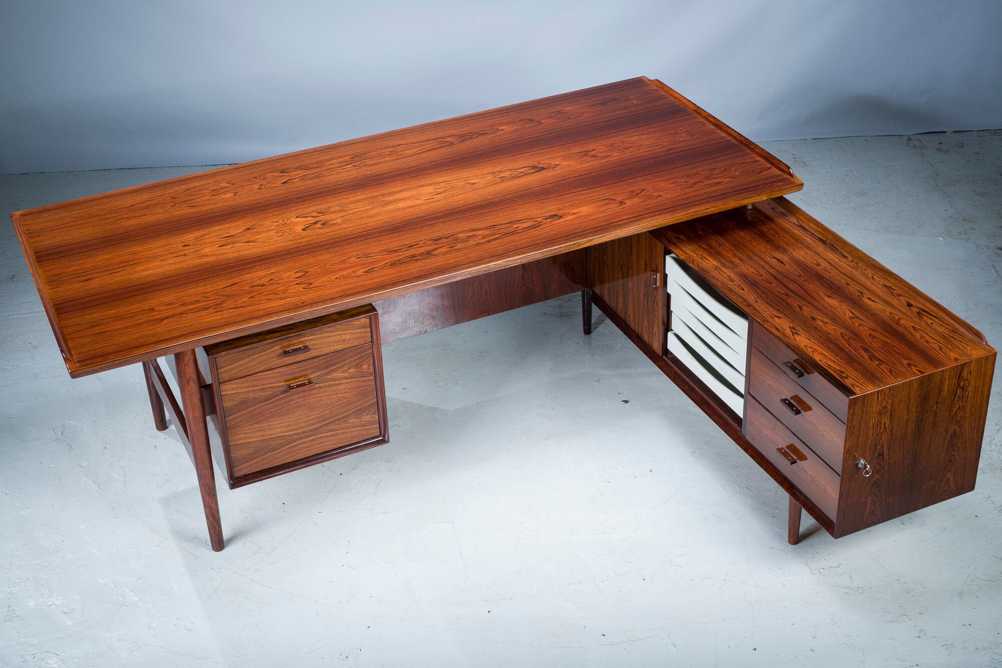 Executive Desk with Sideboard in Rosewood by Arne Vodder for Sibast Møbelfabrik, Denmark, 1950s