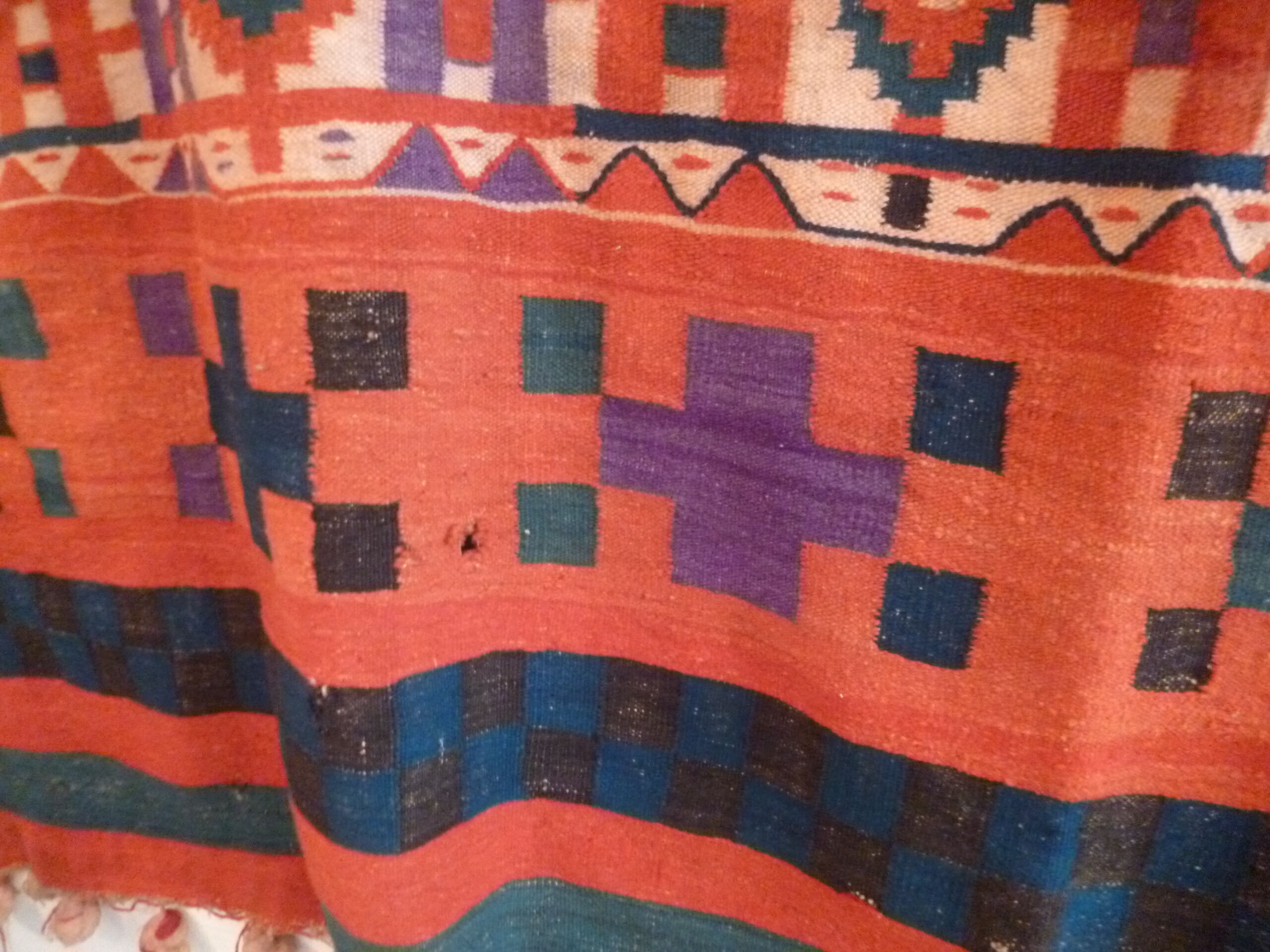 Rare old carpet hanging nomadic Berber kilim, 240 x 190