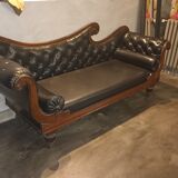 Récamier sofa 1850 period upholstered leather