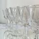 6 antique engraved stemmed glasses with stylised flowers, for wine or water.