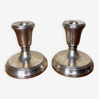 Very pretty pair of table candlesticks in solid silver circa 1900