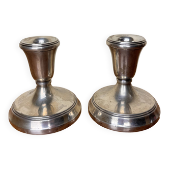 Very pretty pair of table candlesticks in solid silver circa 1900