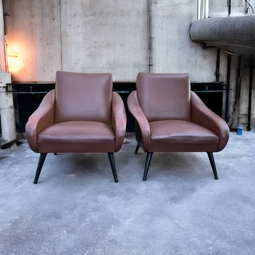 2 Vintage Armchairs - Mid Century Modern Style