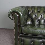 Chesterfield sofa in green cowhide leather
