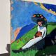 Tableau huile sur toile campagne couple