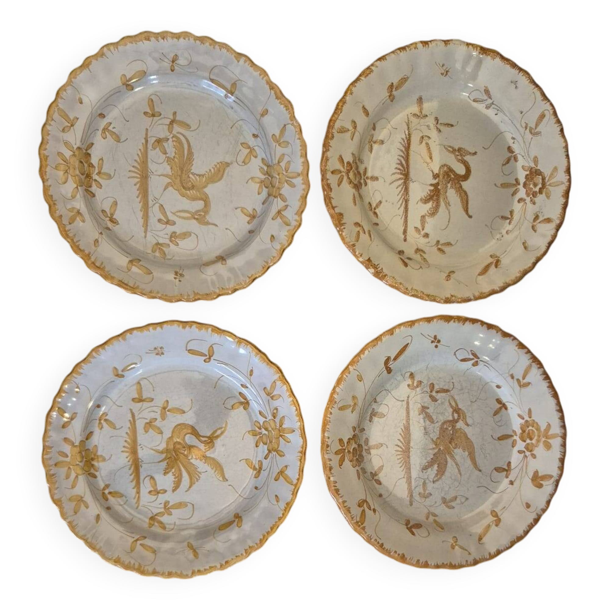 4 Handmade Martres Tolosane Dessert Plates