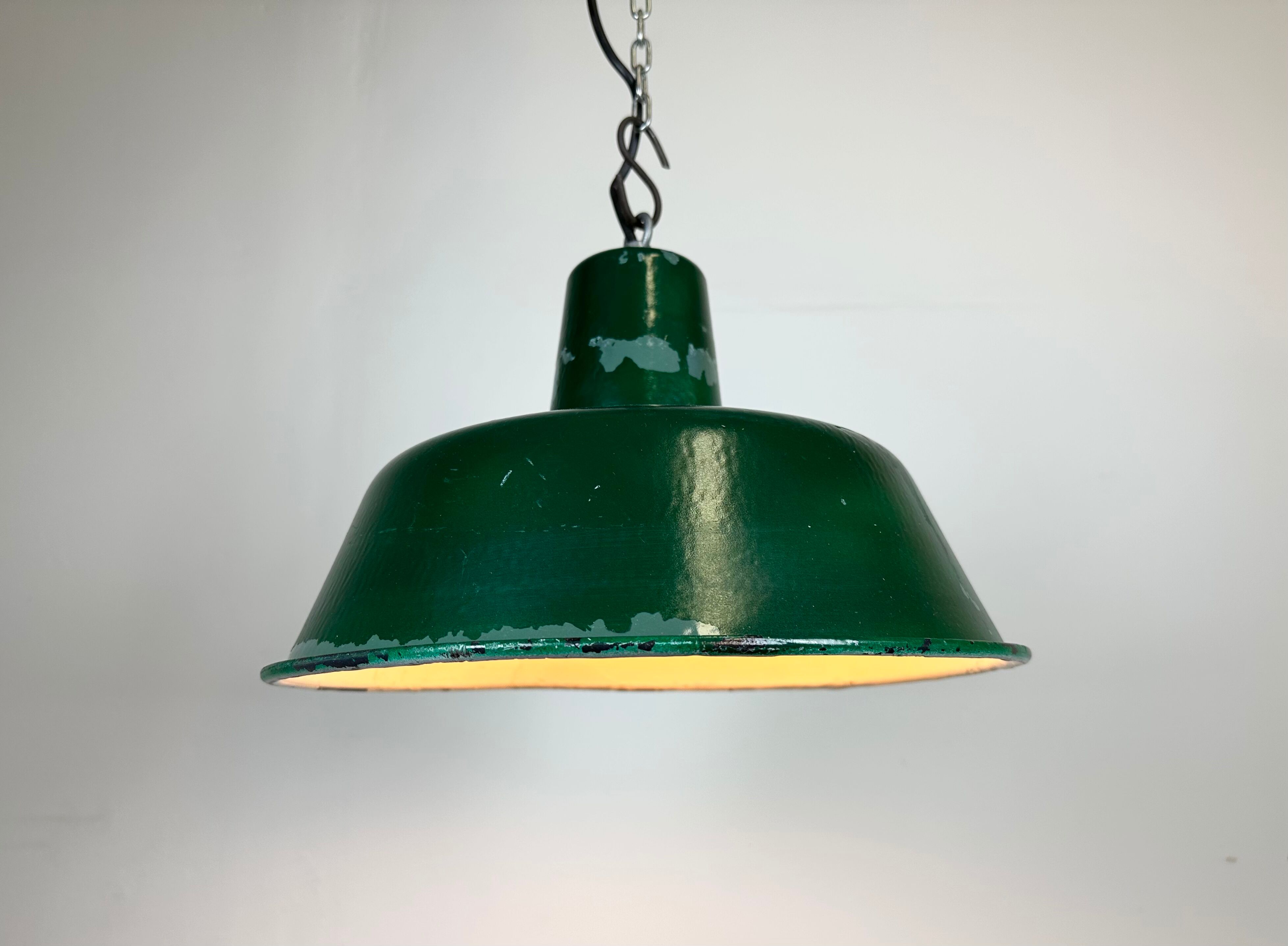 Green Industrial Factory Pendant Lamp, 1960s