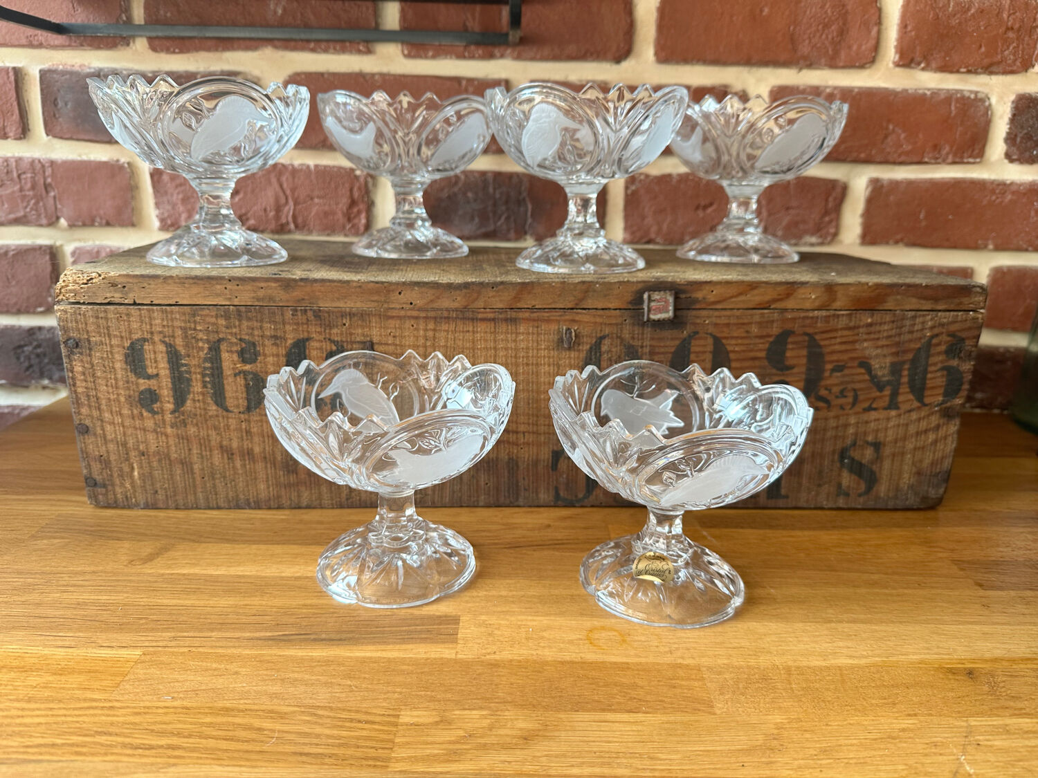 Vintage arque crystal dessert cups